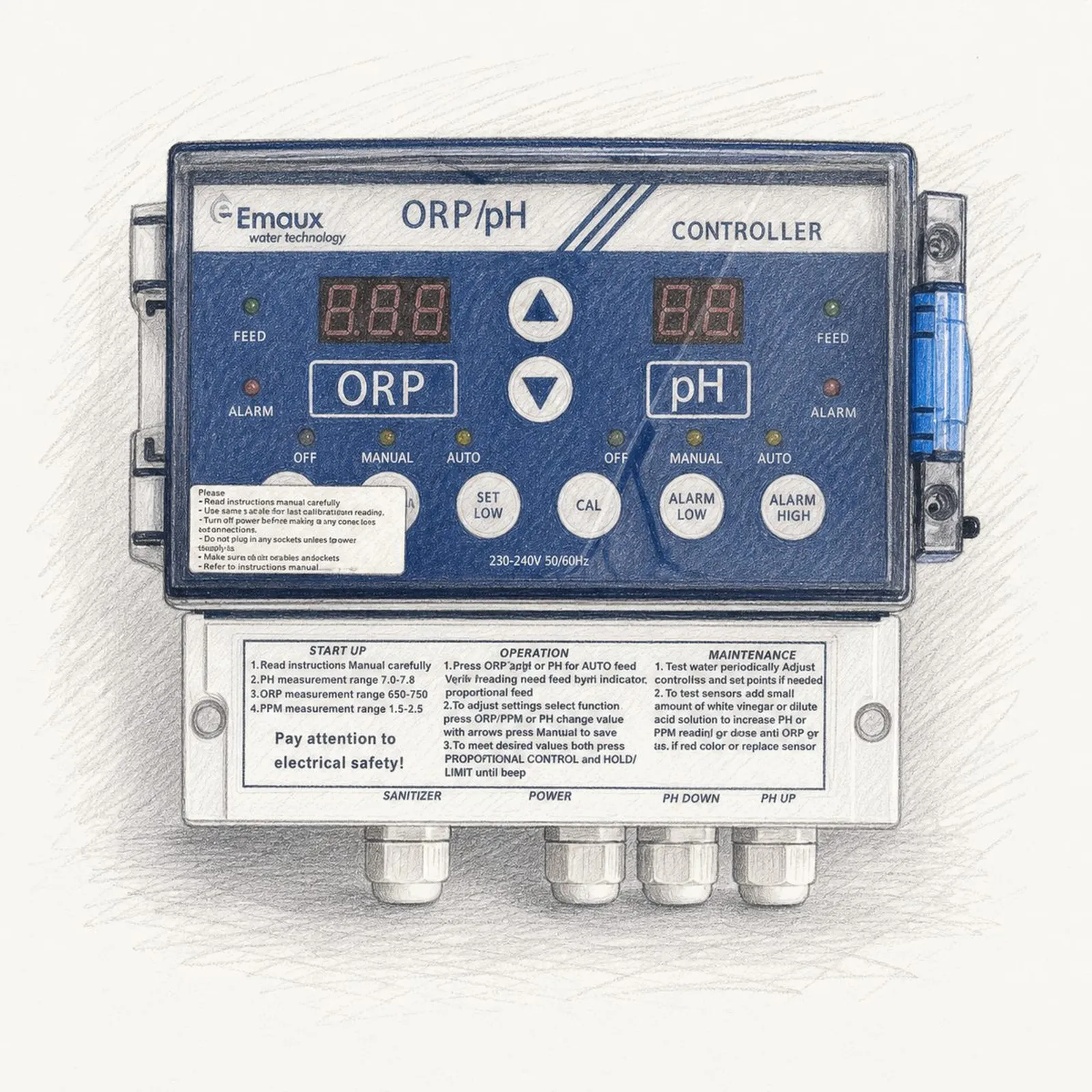 Emaux WT500PR (fristaende pH+ORP-matare for CTRL-doserpumpar) - bild 1