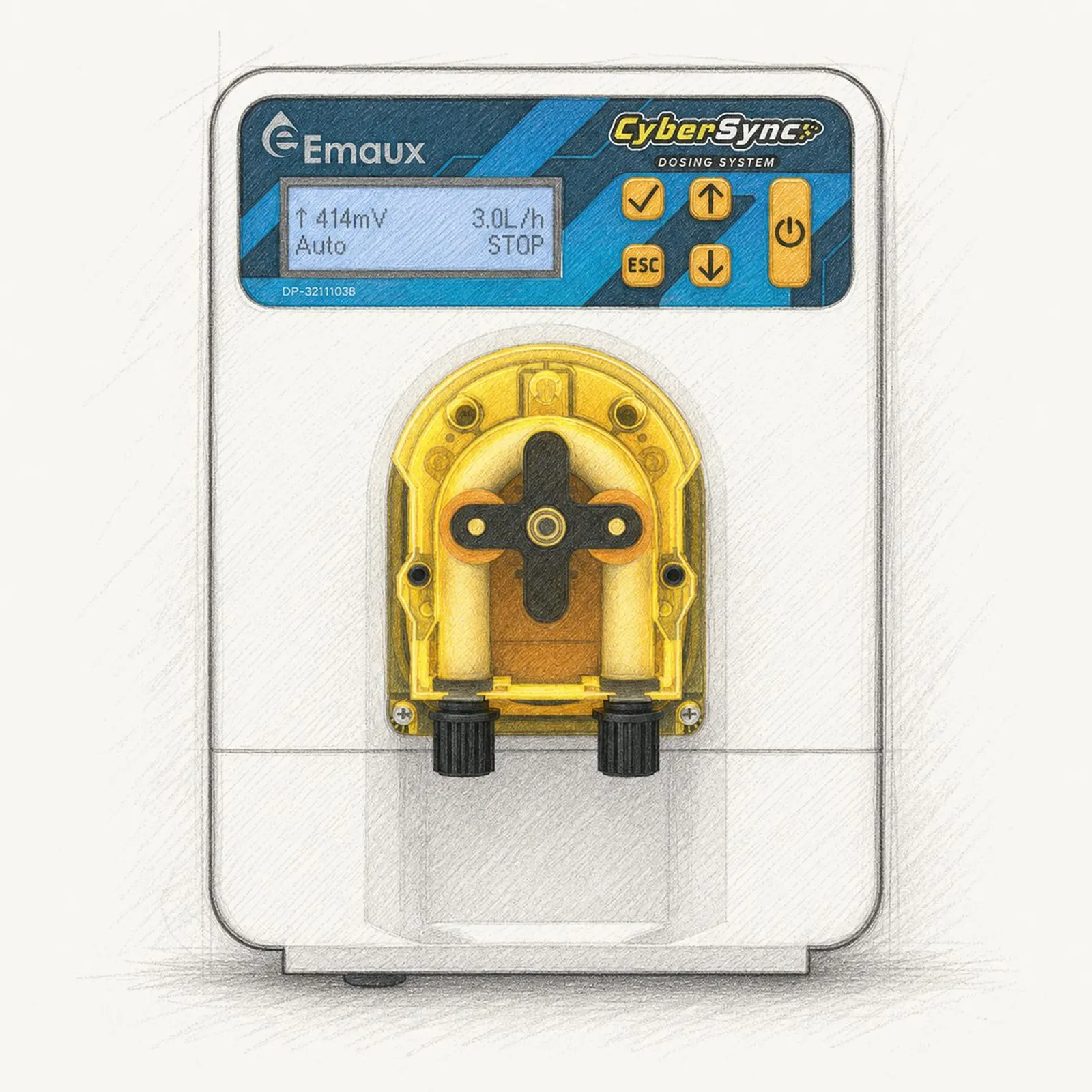 Emaux CyberSync DP300-PH / DP300-ORP / DP300-X-PH / DP300-X-ORP (doserpump med inbyggd matning) - bild 1