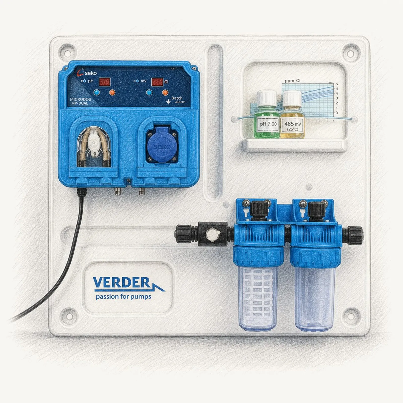 Microdos MP-DUAL PH-REDOX / PH-CLORO (tvillingpump, panel) - bild 1