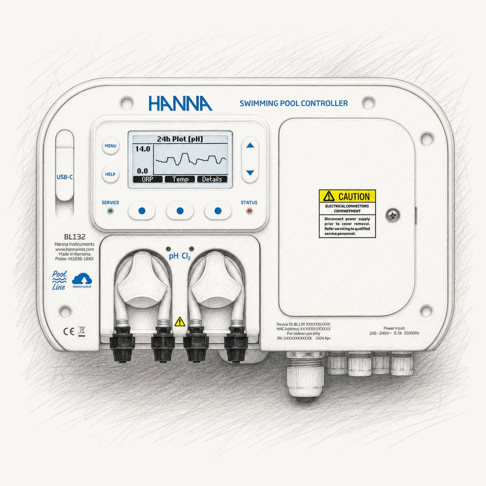 Hanna BL131 / BL132 (Swimming Pool Controller, syra+klor dubbelpump) - bild 1